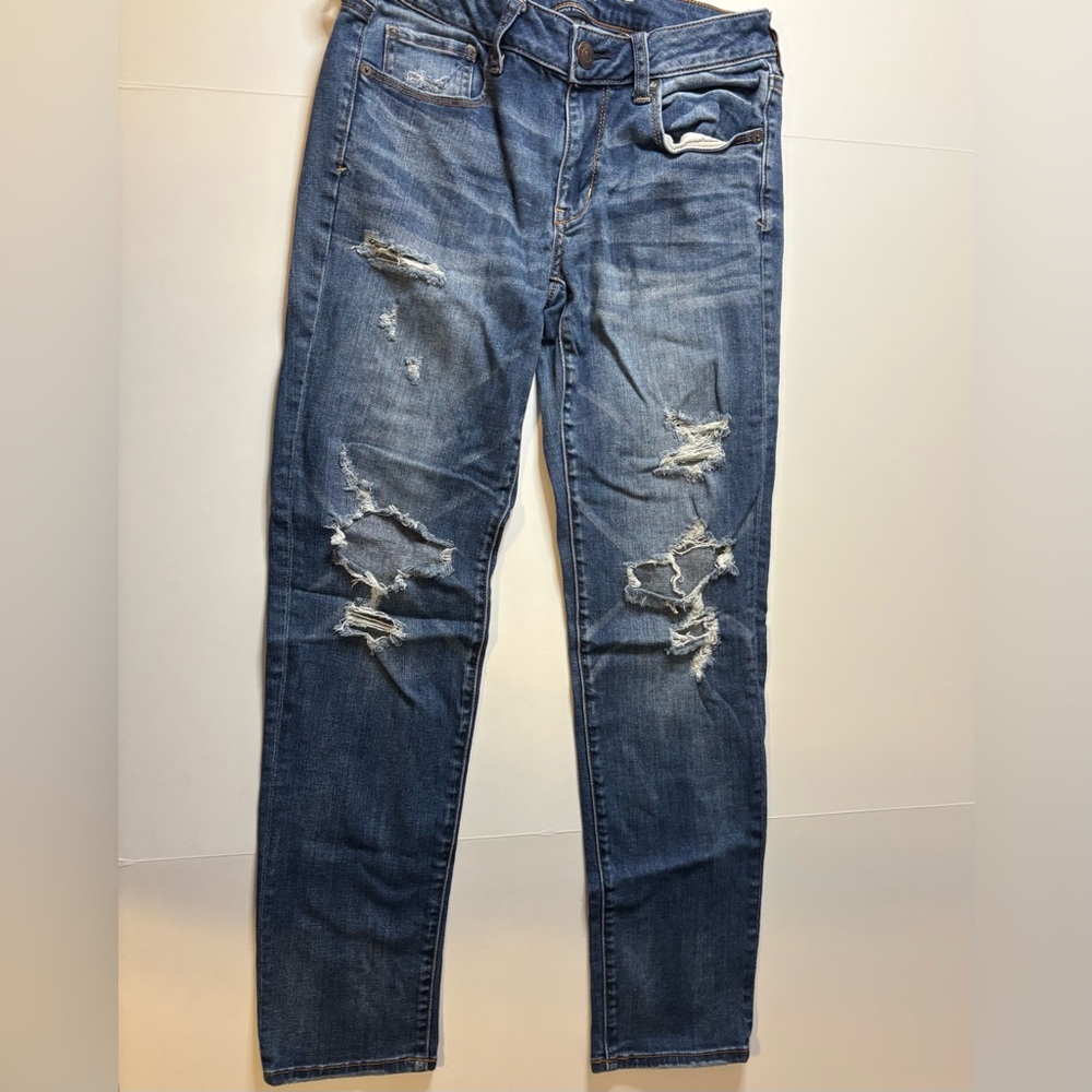 American Eagle outfitters women ripped mid rise skinny jeans size 6